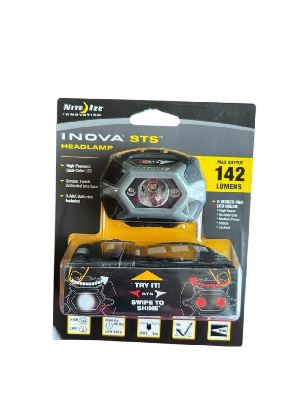 NEW INOVA STS Headlamp Charcoal HLSA 09-R7 sealed Max Output 142 Lumens 5
modes